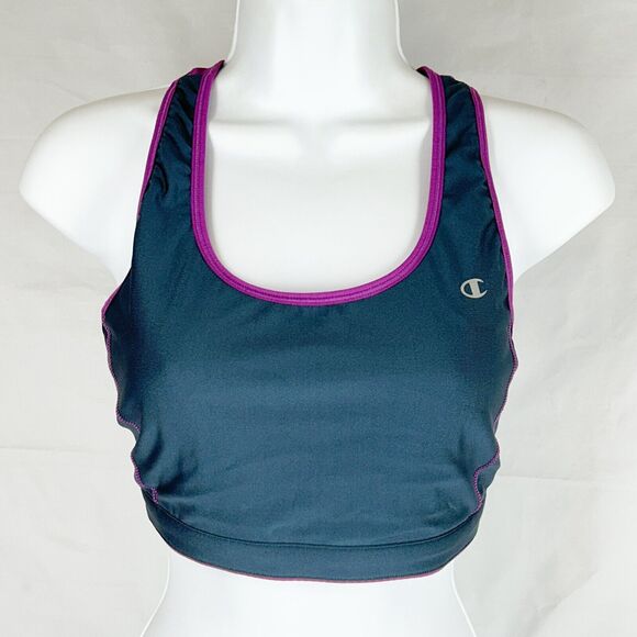 REVERSIBLE Champion Athletic Top S/M Purple Mesh Gray Solid Racerback 2 in 1 - Picture 6 of 8